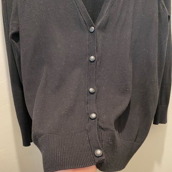 Torrid - Black Cardigan with Black Pleather accents - Picture 3 of 9